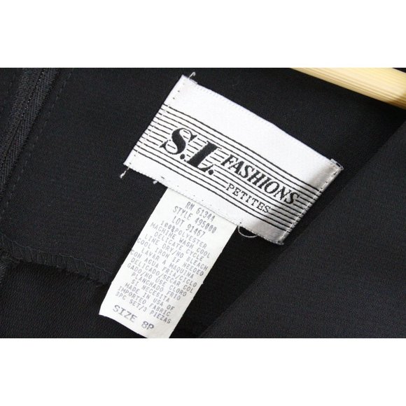 Vintage S.L Fashions Petites Dress Women's Pullover Black Sleeveless Size 8P - Picture 4 of 7